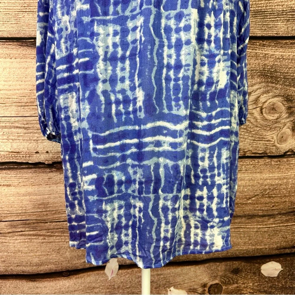 SOLD 🛍️ Croft & Barrow Women’s Rayon Tie Dye Novelty V-neck Flared Blouse 1X - Picture 3 of 7